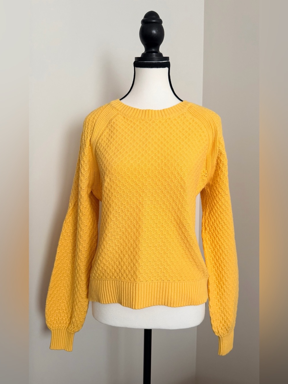LOFT Yellow 100% Cotton Pointelle Sweater M